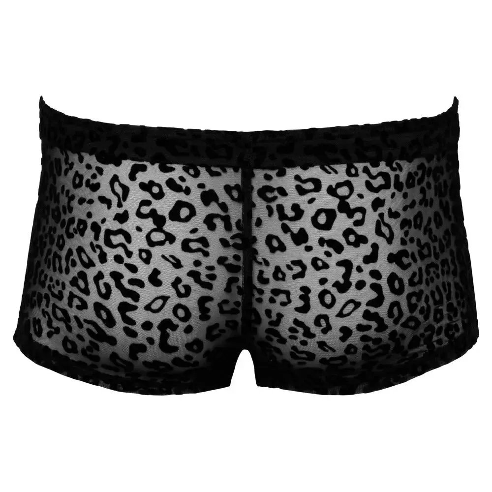 Noir Sheer Animal Print Pants for Him