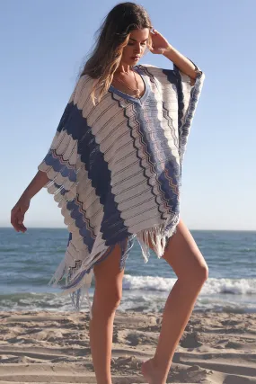 Nora Fringe Poncho in Isle of Capri