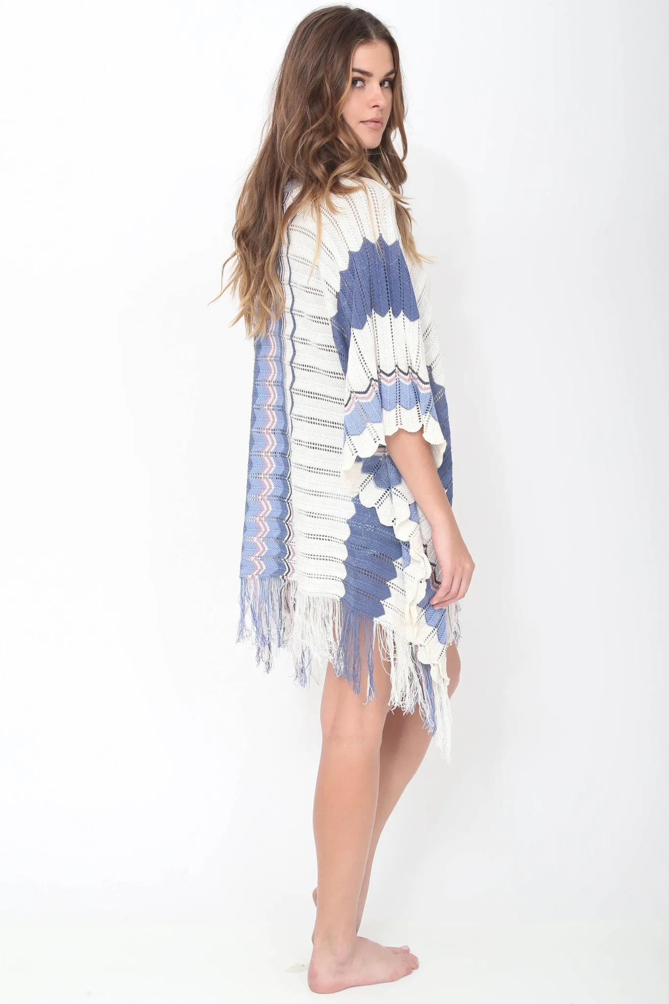 Nora Fringe Poncho in Isle of Capri