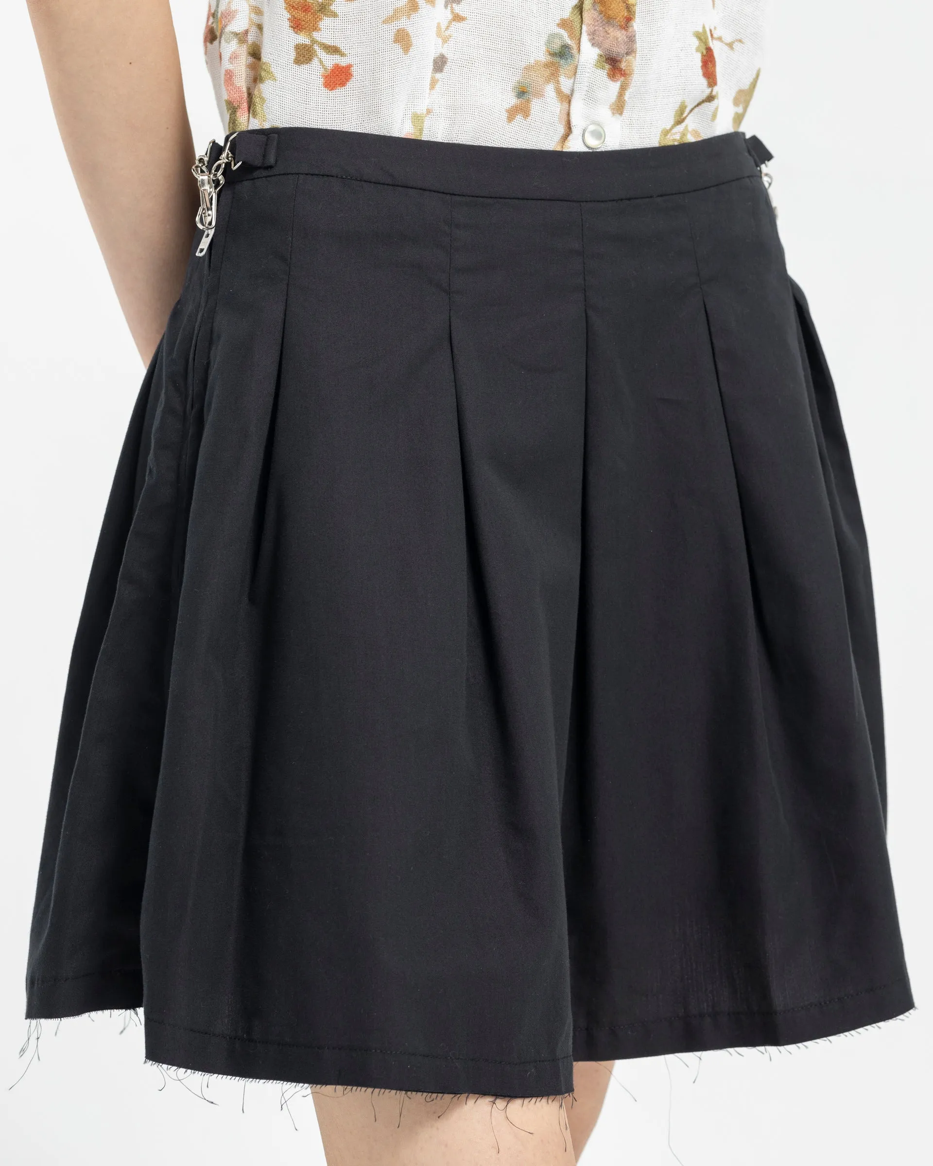 Object Skirt in Black Peached Cupro Poplin