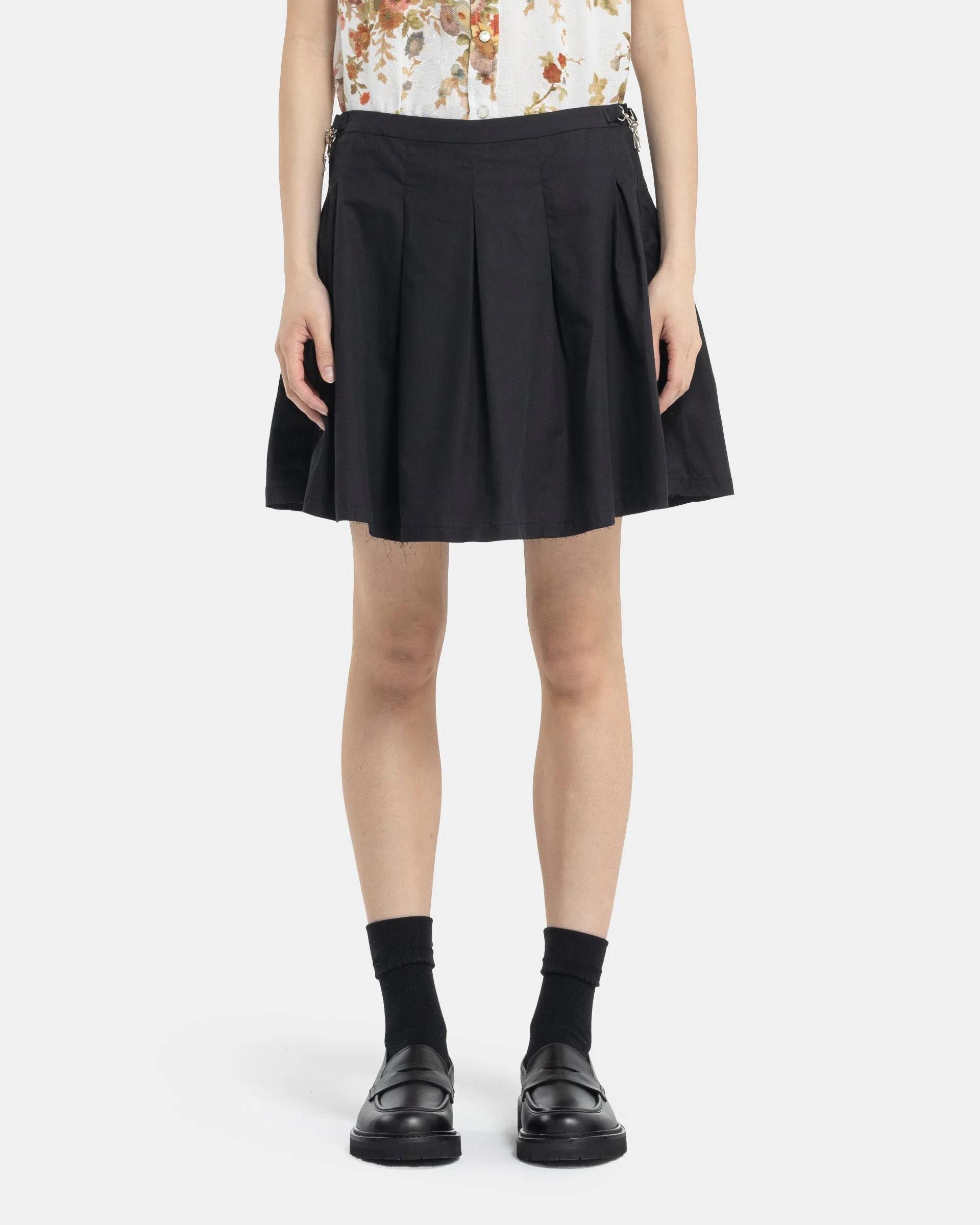 Object Skirt in Black Peached Cupro Poplin