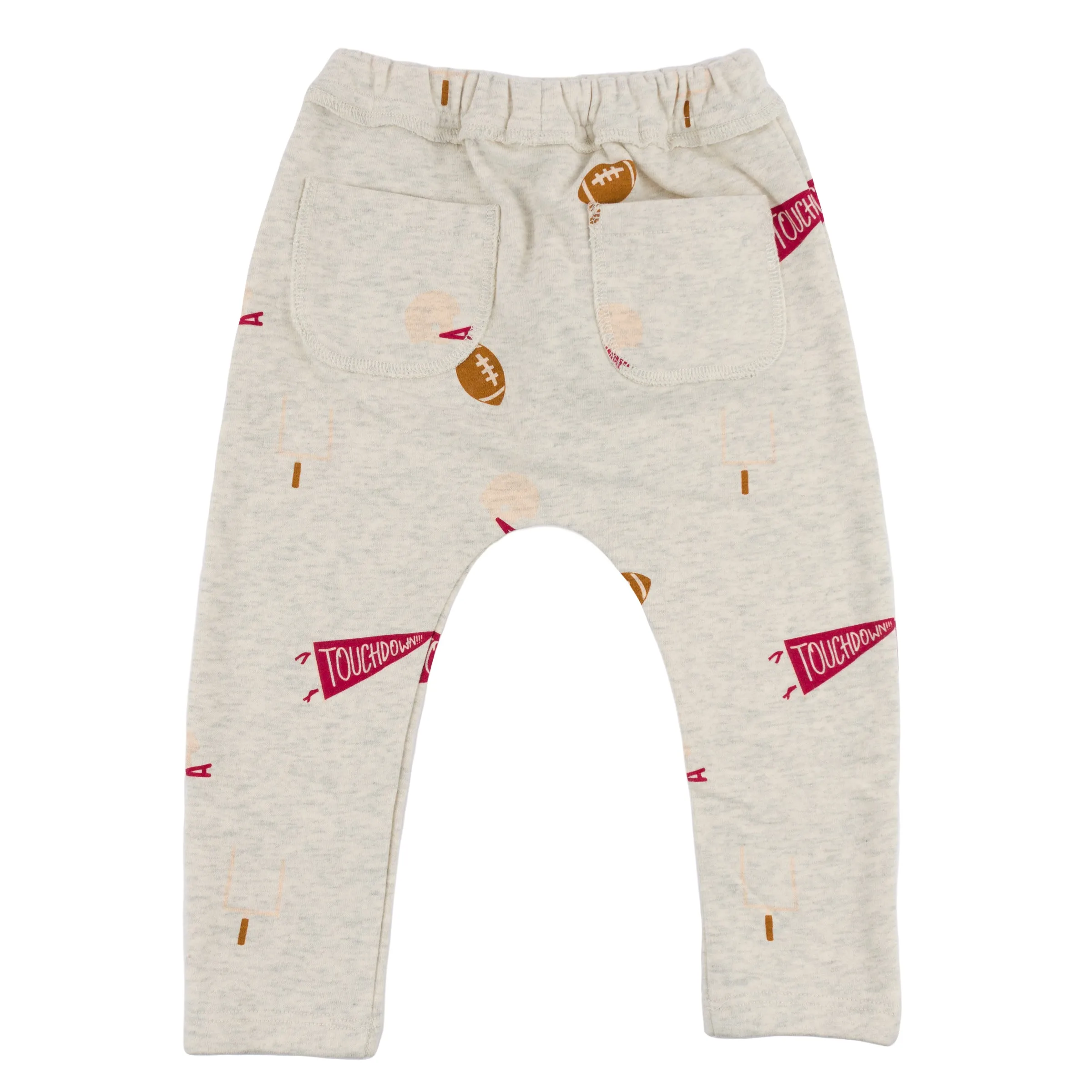 oh baby! Brooklyn Jogger Pants - Vintage Football Print - Oatmeal Heather