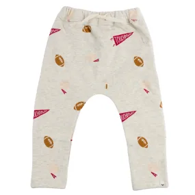 oh baby! Brooklyn Jogger Pants - Vintage Football Print - Oatmeal Heather