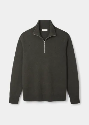 Olive Green Merino Half Zip Jumper