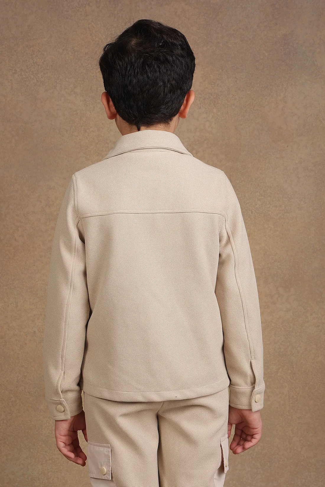 One Friday Kids Boys Beige Knitted Jacket