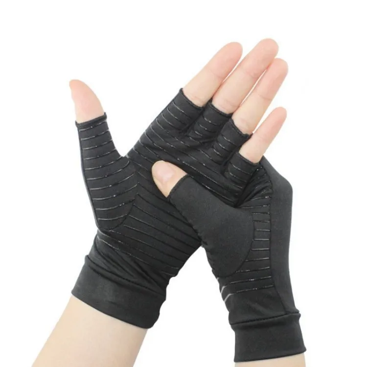 Outdoor Cycling Half Finger Gloves Inflammatory Joint Rehabilitation Silicone Gloves, Size: XL(Black)