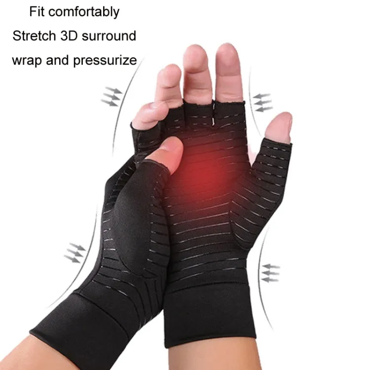 Outdoor Cycling Half Finger Gloves Inflammatory Joint Rehabilitation Silicone Gloves, Size: XL(Black)