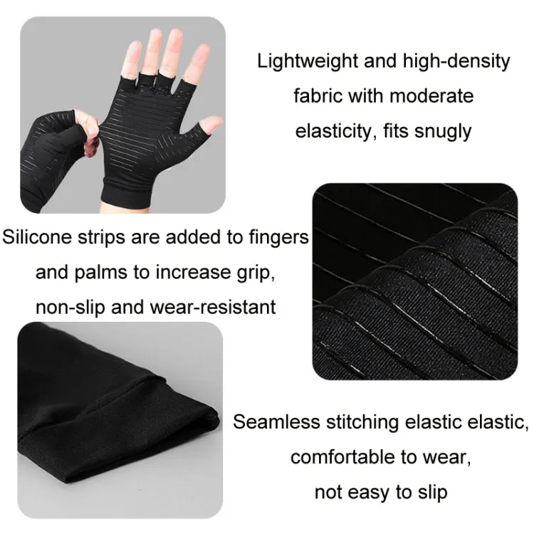 Outdoor Cycling Half Finger Gloves Inflammatory Joint Rehabilitation Silicone Gloves, Size: XL(Black)