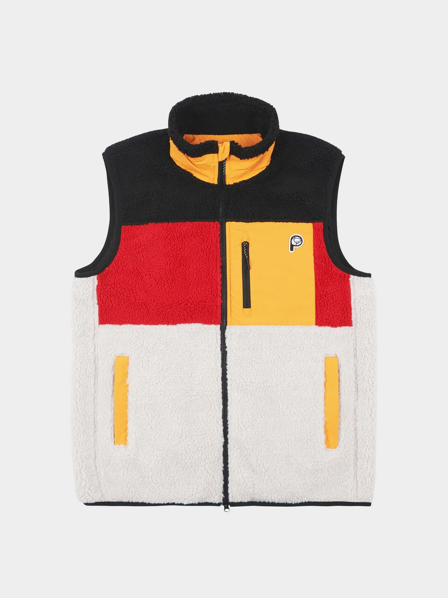 P Bear Colour Block Borg Fleece Vest in Silver Birch