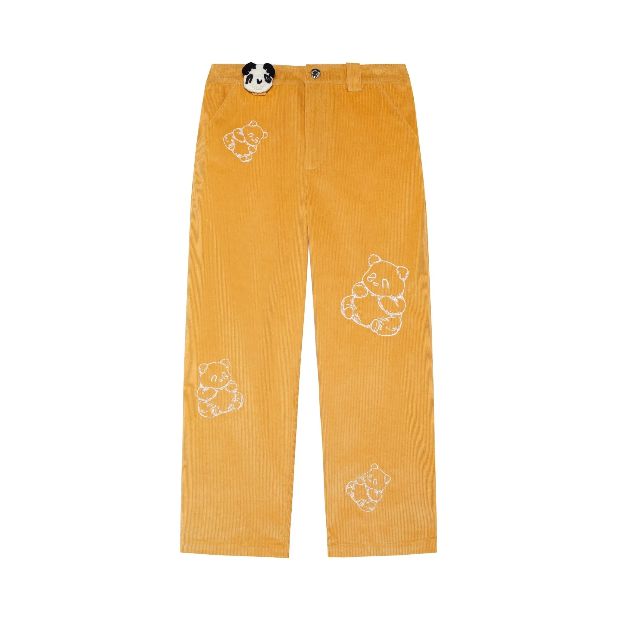 Panda Embroidered Corduroy Pants