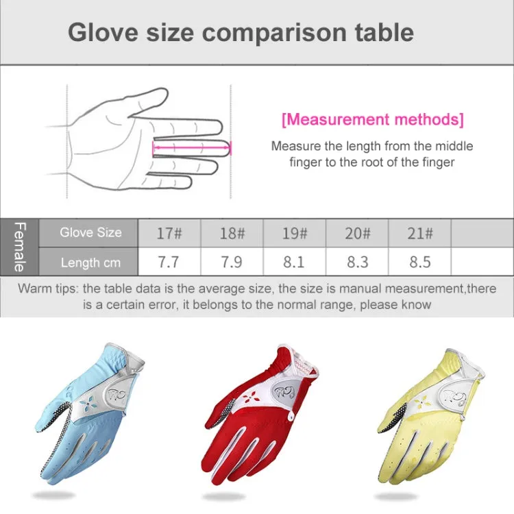 PGM One Pair Golf Non-Slip PU Leather Gloves for Women (Color:Red Size:21)