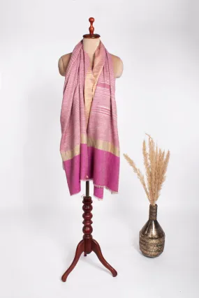 Pink Ikat Cashmere Shawl Embellished with Zari - NEWTON