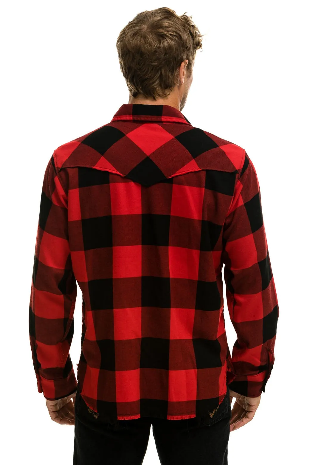 PLAID FLANNEL LIGHT WEIGHT UNISEX WESTERN SHIRT - BUFFALO PLAID