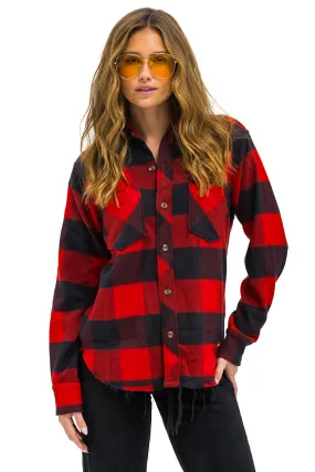 PLAID FLANNEL LIGHT WEIGHT UNISEX WESTERN SHIRT - BUFFALO PLAID