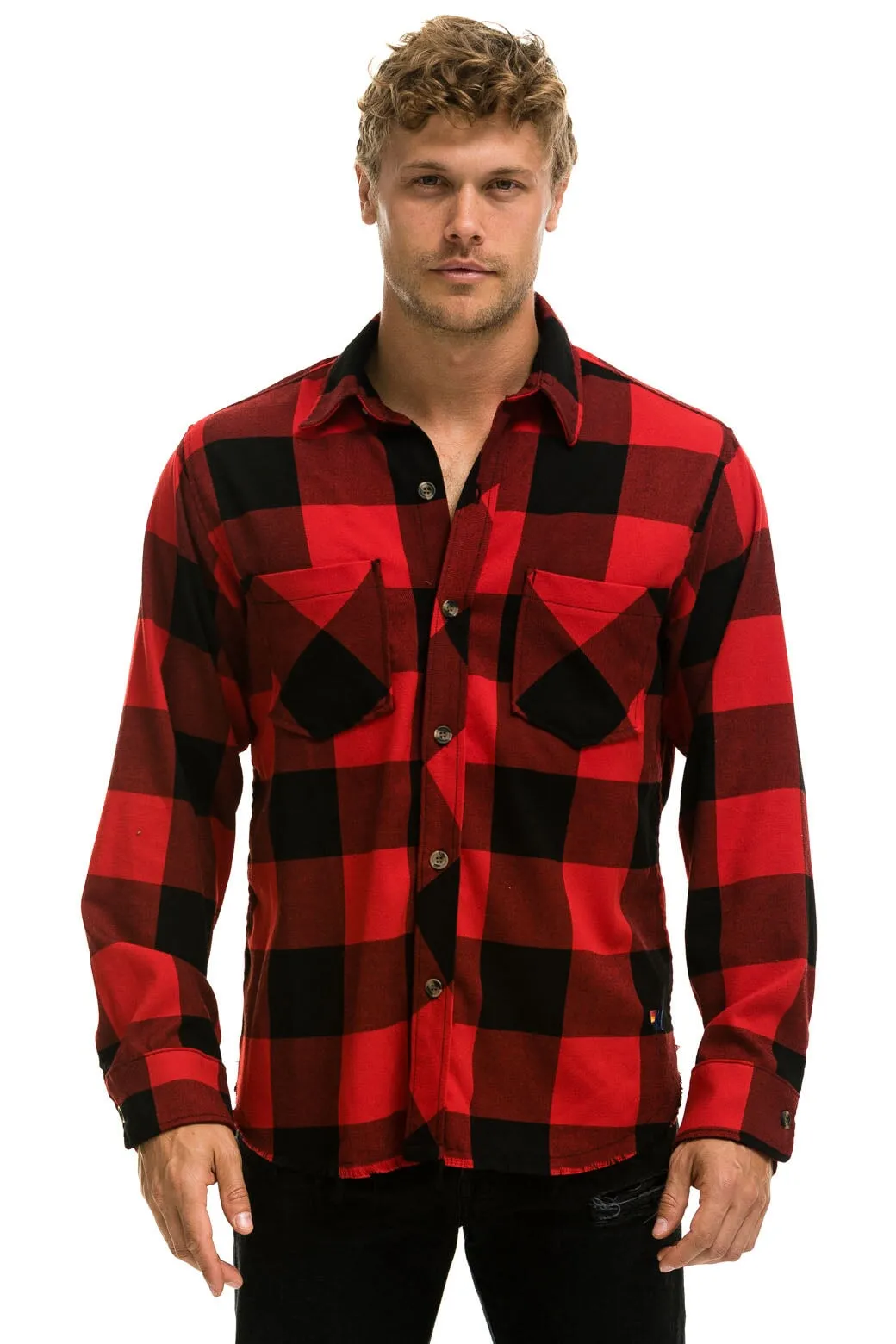 PLAID FLANNEL LIGHT WEIGHT UNISEX WESTERN SHIRT - BUFFALO PLAID