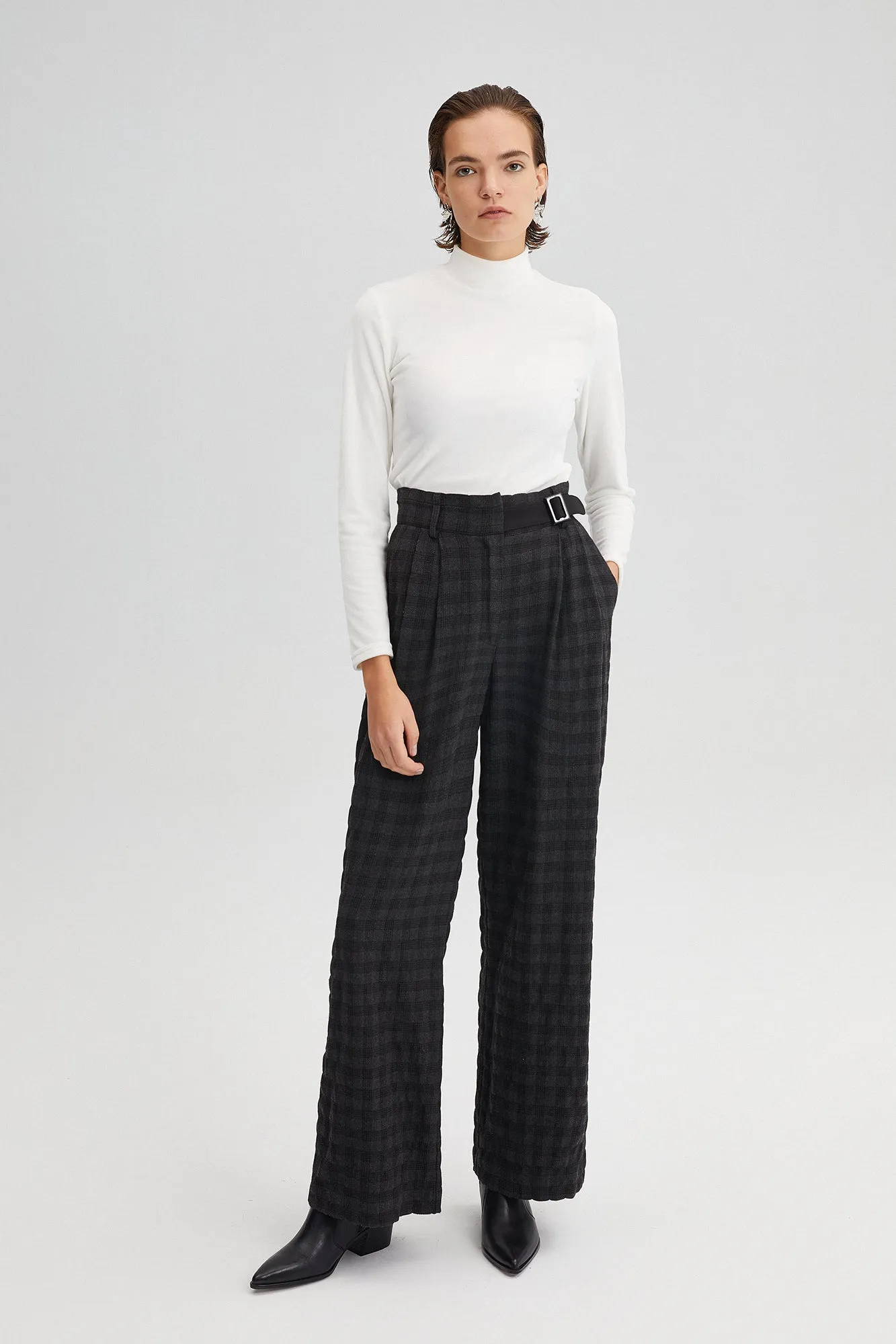 PLAID PALAZZO TROUSERS