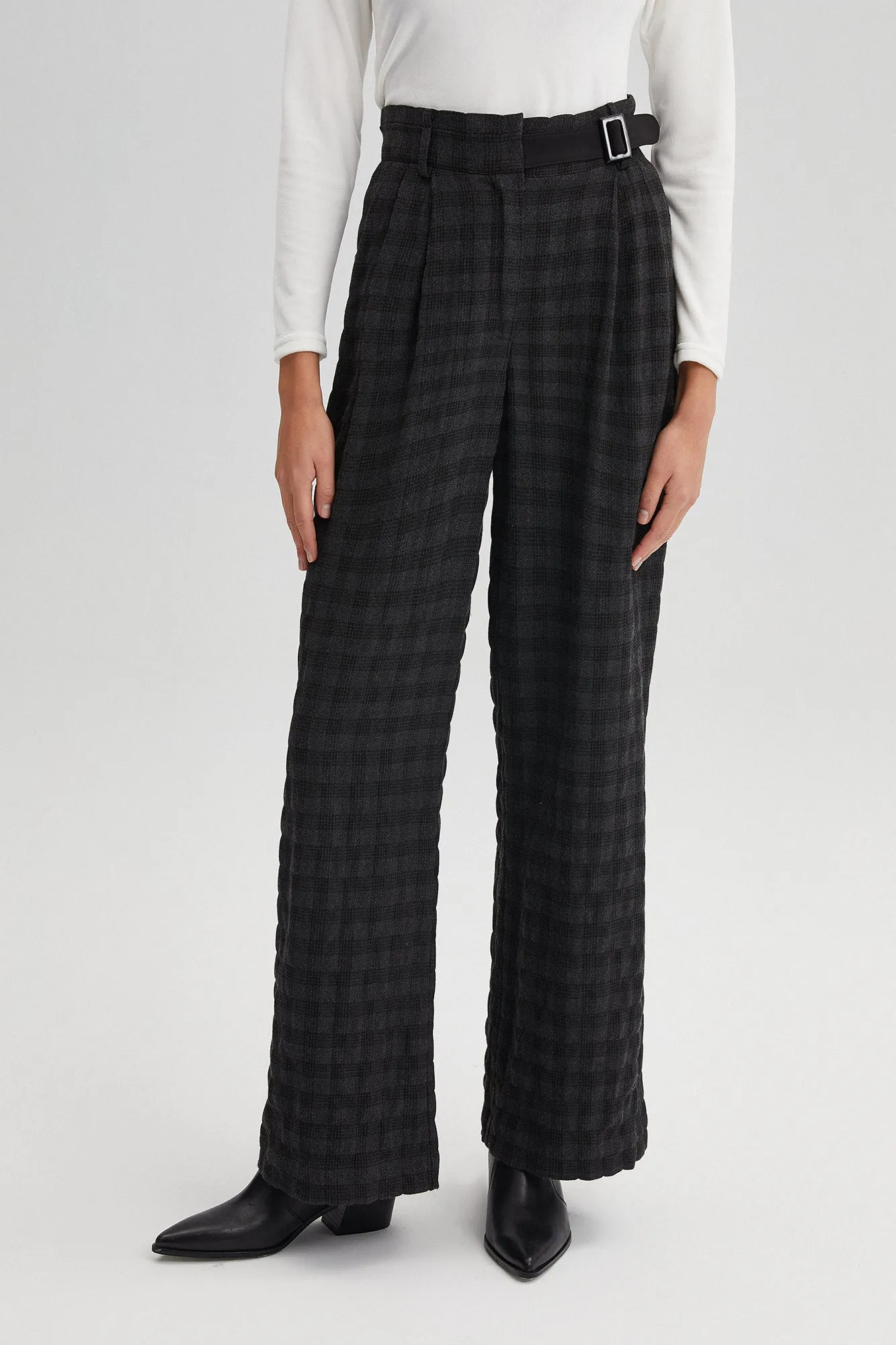 PLAID PALAZZO TROUSERS