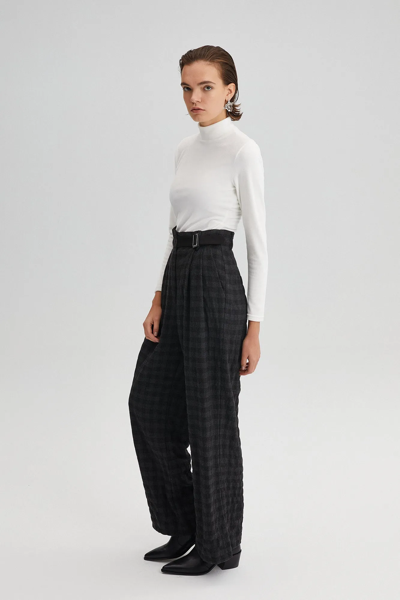 PLAID PALAZZO TROUSERS