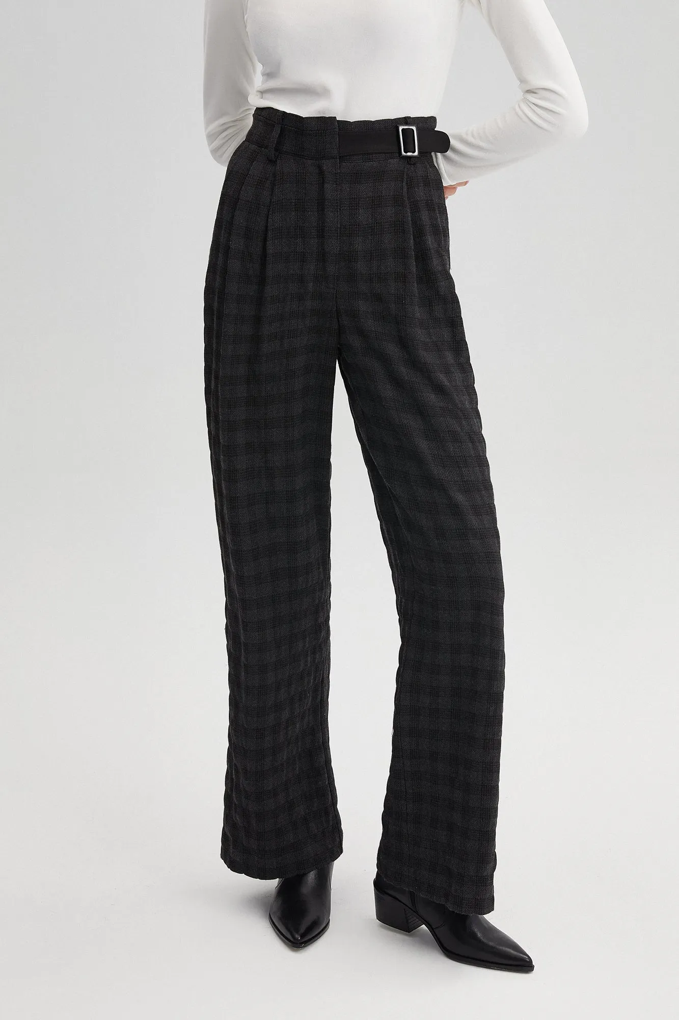 PLAID PALAZZO TROUSERS