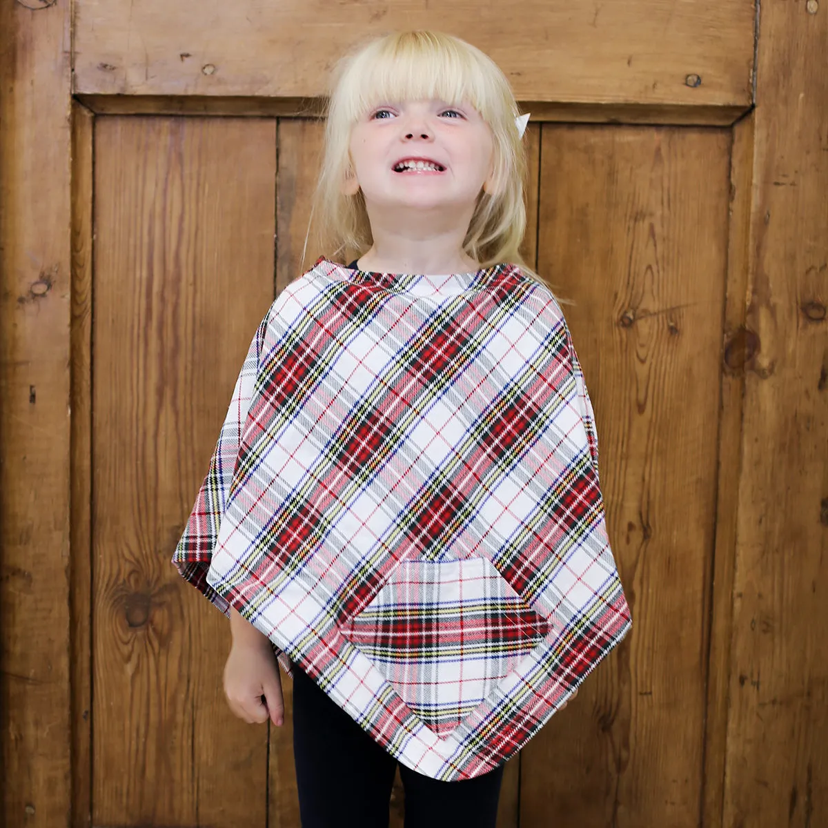 Plaid Tidings Poncho for Girls