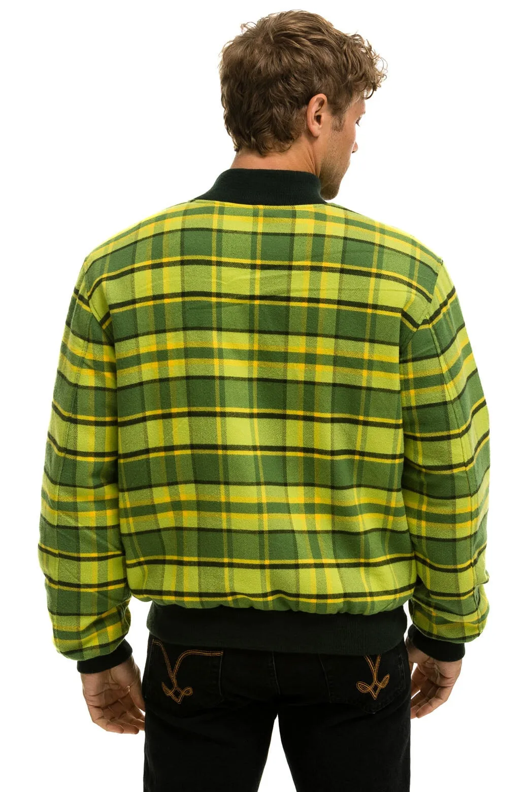 PLAID UNISEX VARSITY JACKET - AVOCADO PLAID