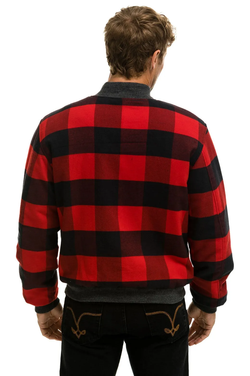 PLAID UNISEX VARSITY JACKET - BUFFALO PLAID