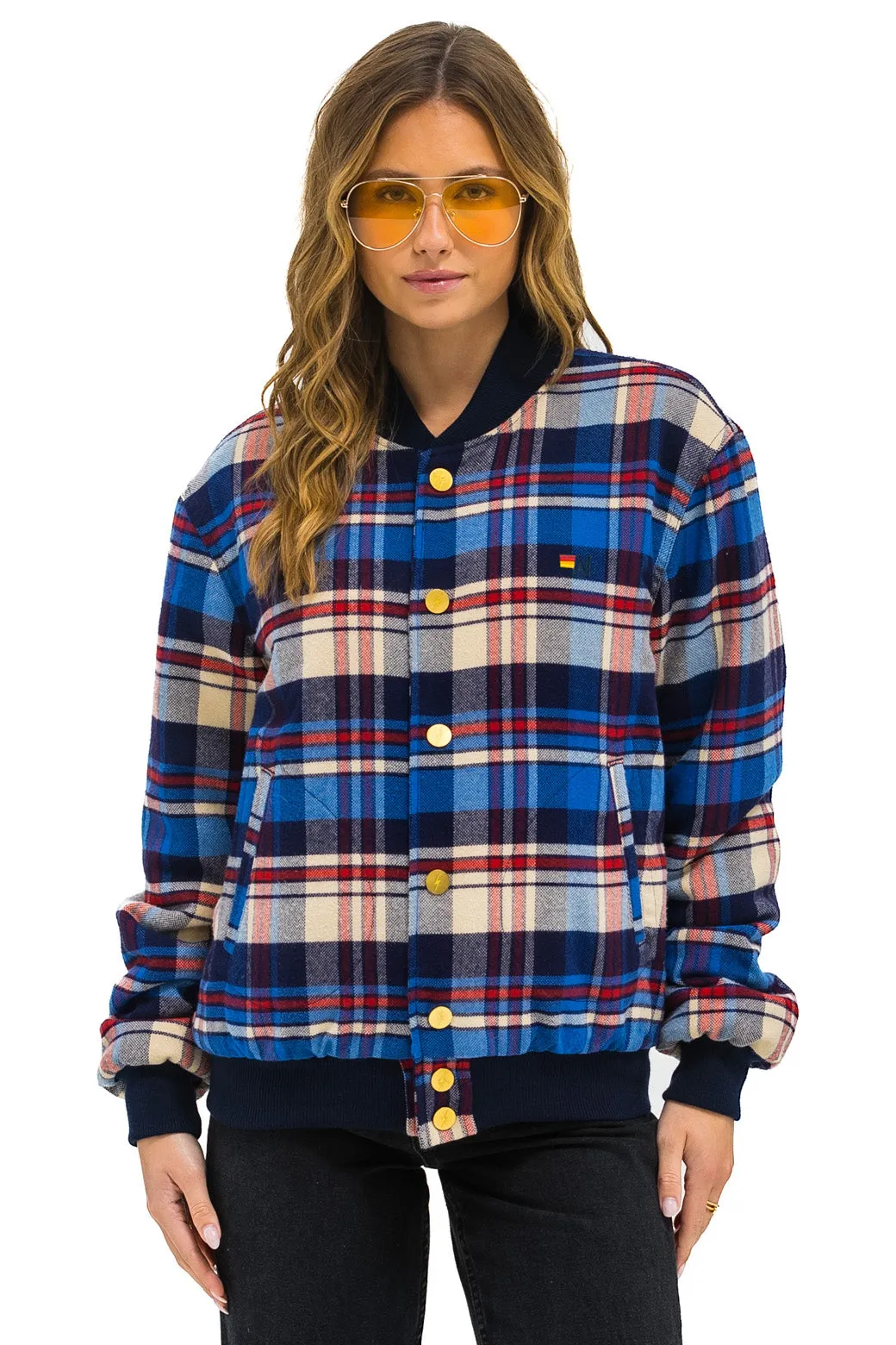 PLAID UNISEX VARSITY JACKET - PATRIOT PLAID