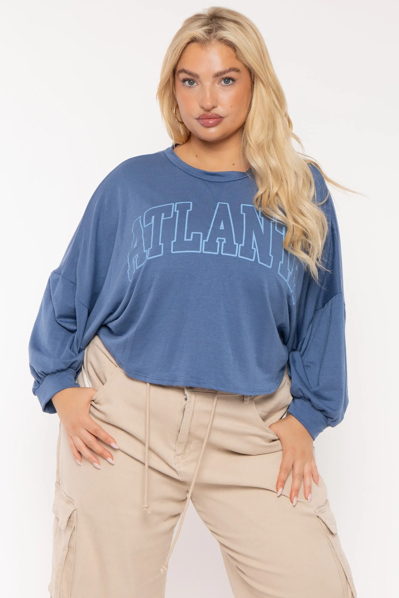 Plus Size Atlanta Oversize Top- Blue