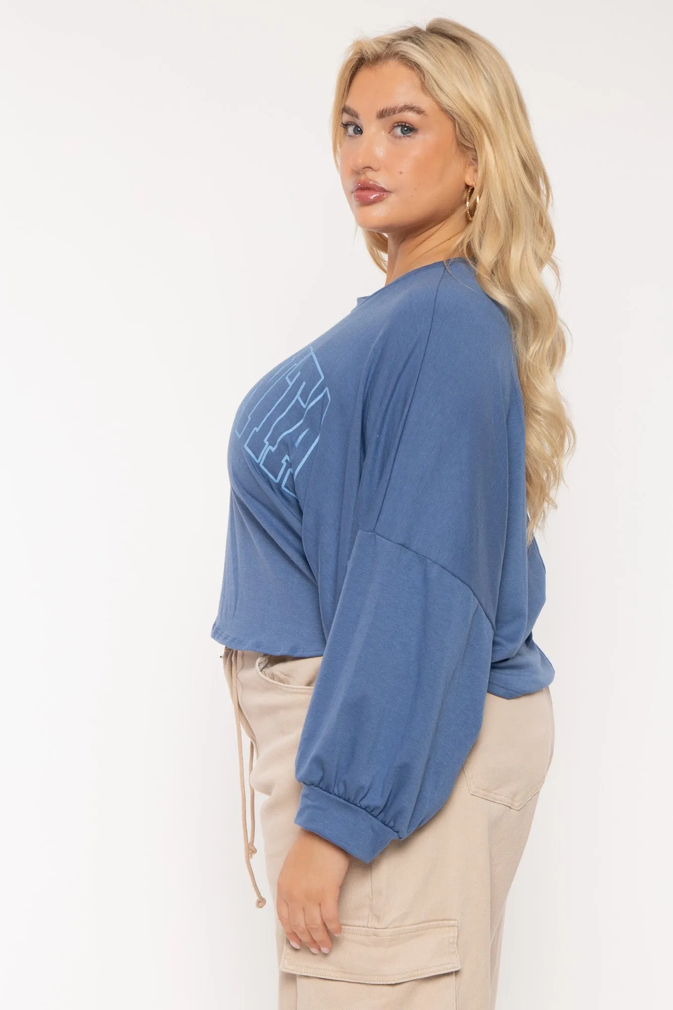 Plus Size Atlanta Oversize Top- Blue