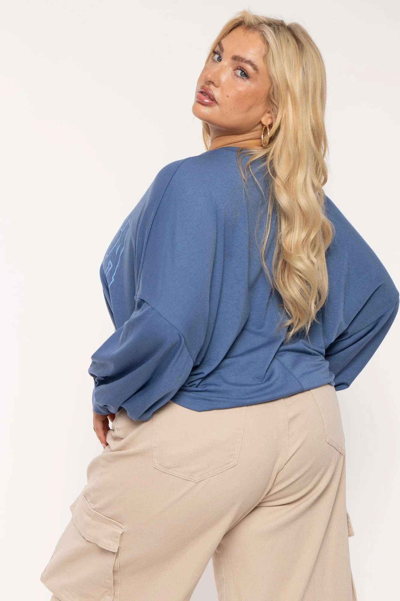 Plus Size Atlanta Oversize Top- Blue