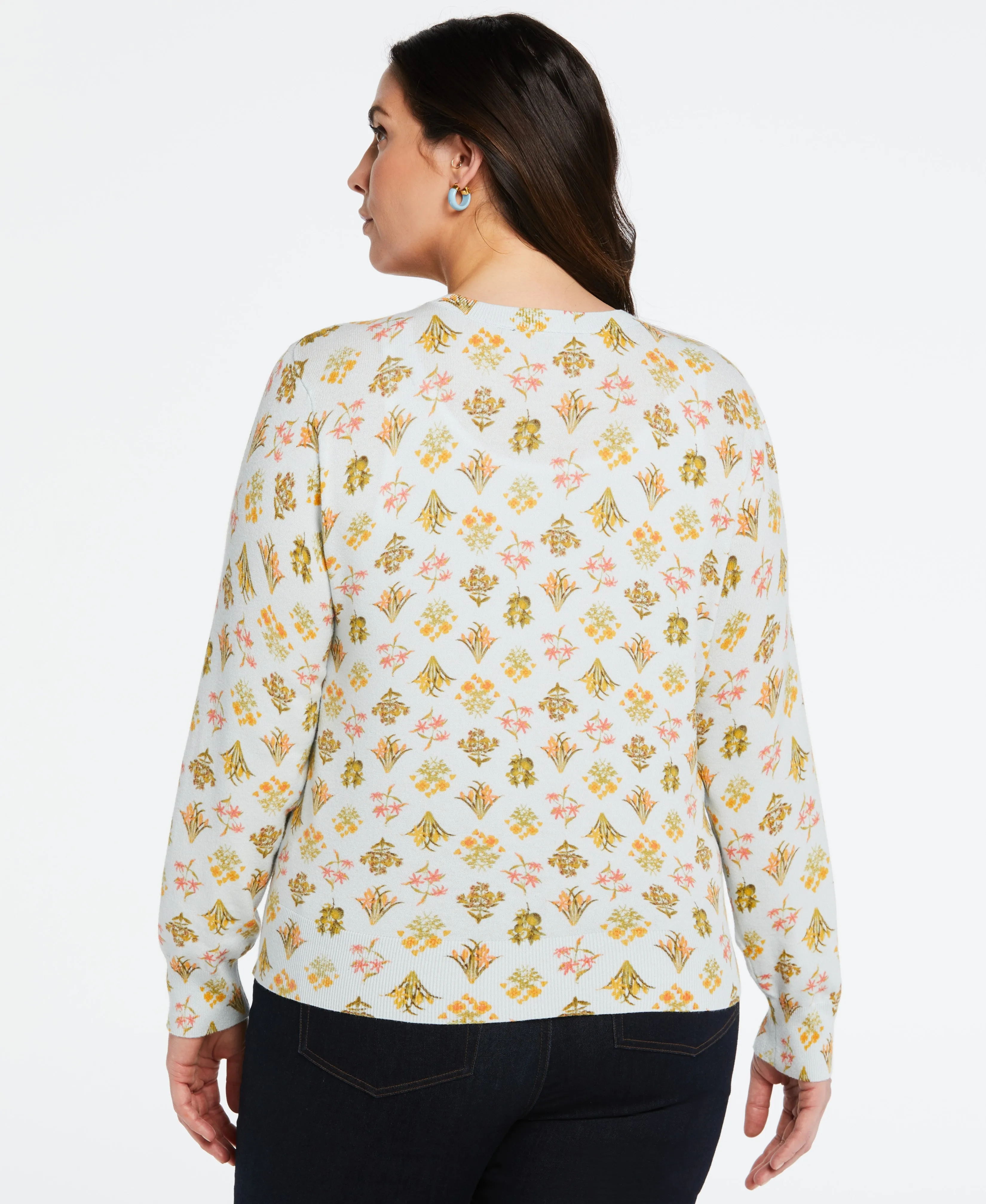 Plus Size Super Soft Floral Print Sweater Cardigan