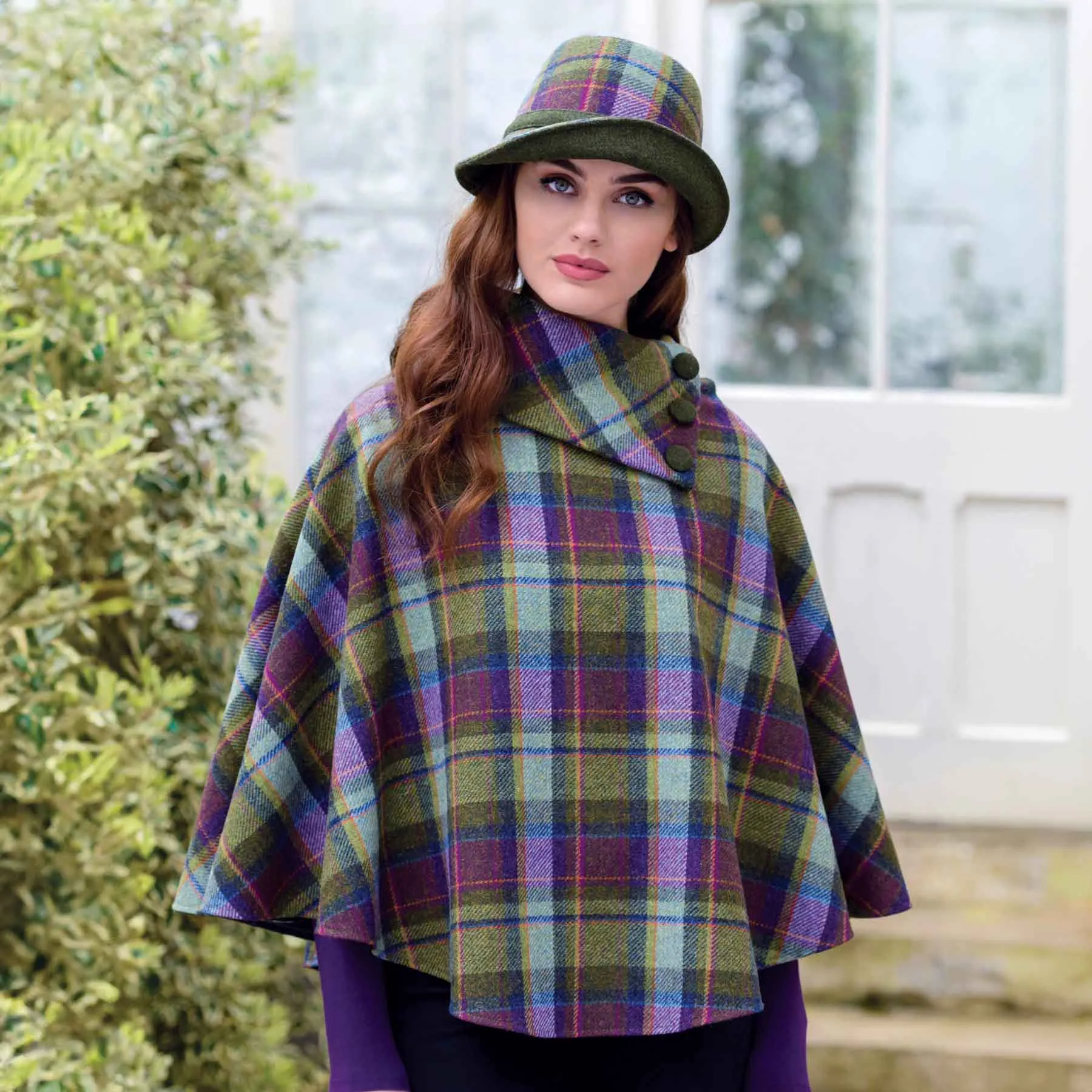 Poncho, Purple Plaid