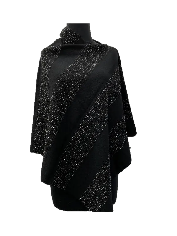 Poncho with Stripe Embellishment