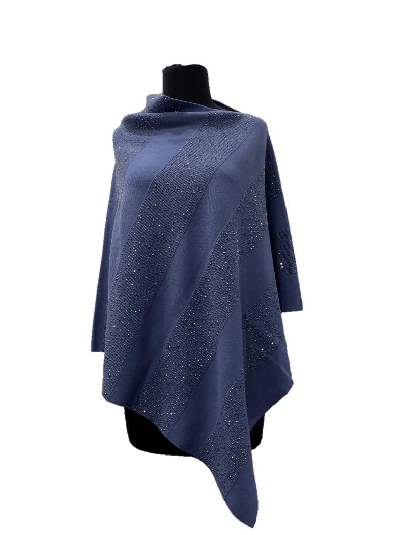 Poncho with Stripe Embellishment