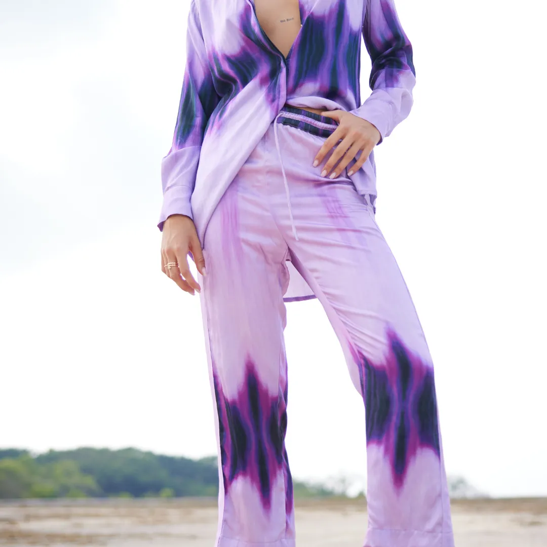 Purple Bleed Silky Pants