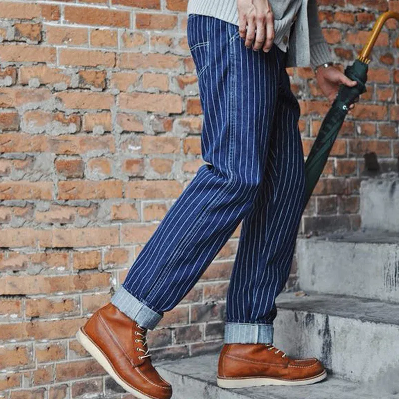 Raw Denim Railway Striped Jeans