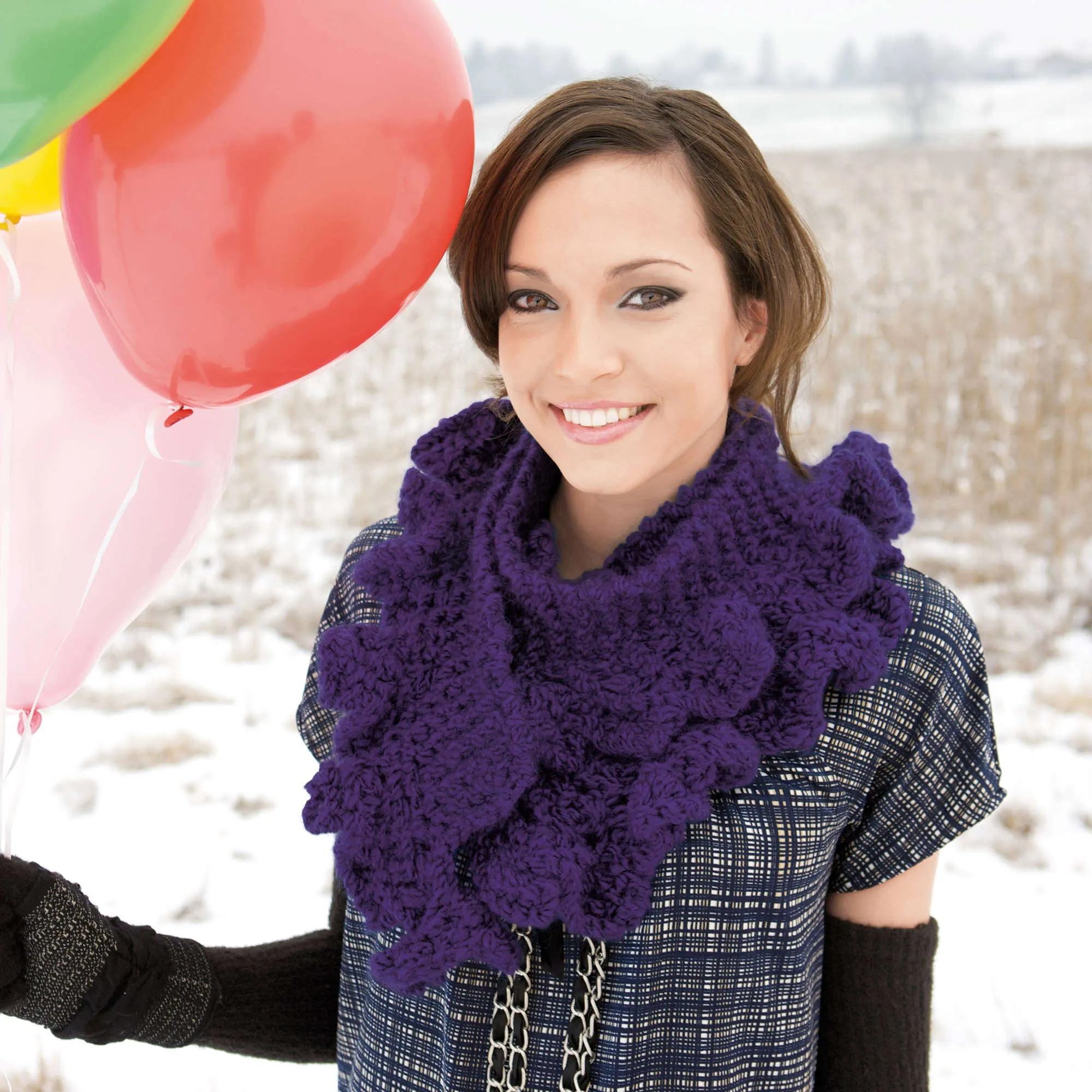 Red Heart Knit Scarf With Frills