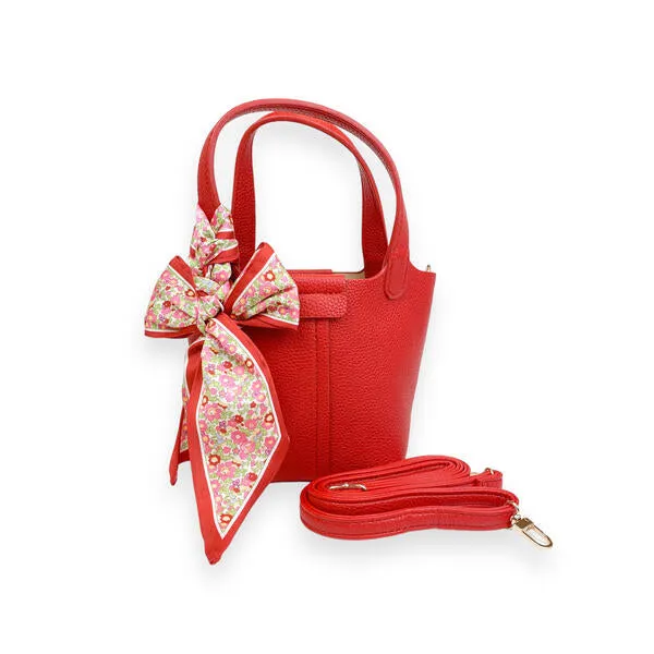 Red Satchel Bag w/ Scarf