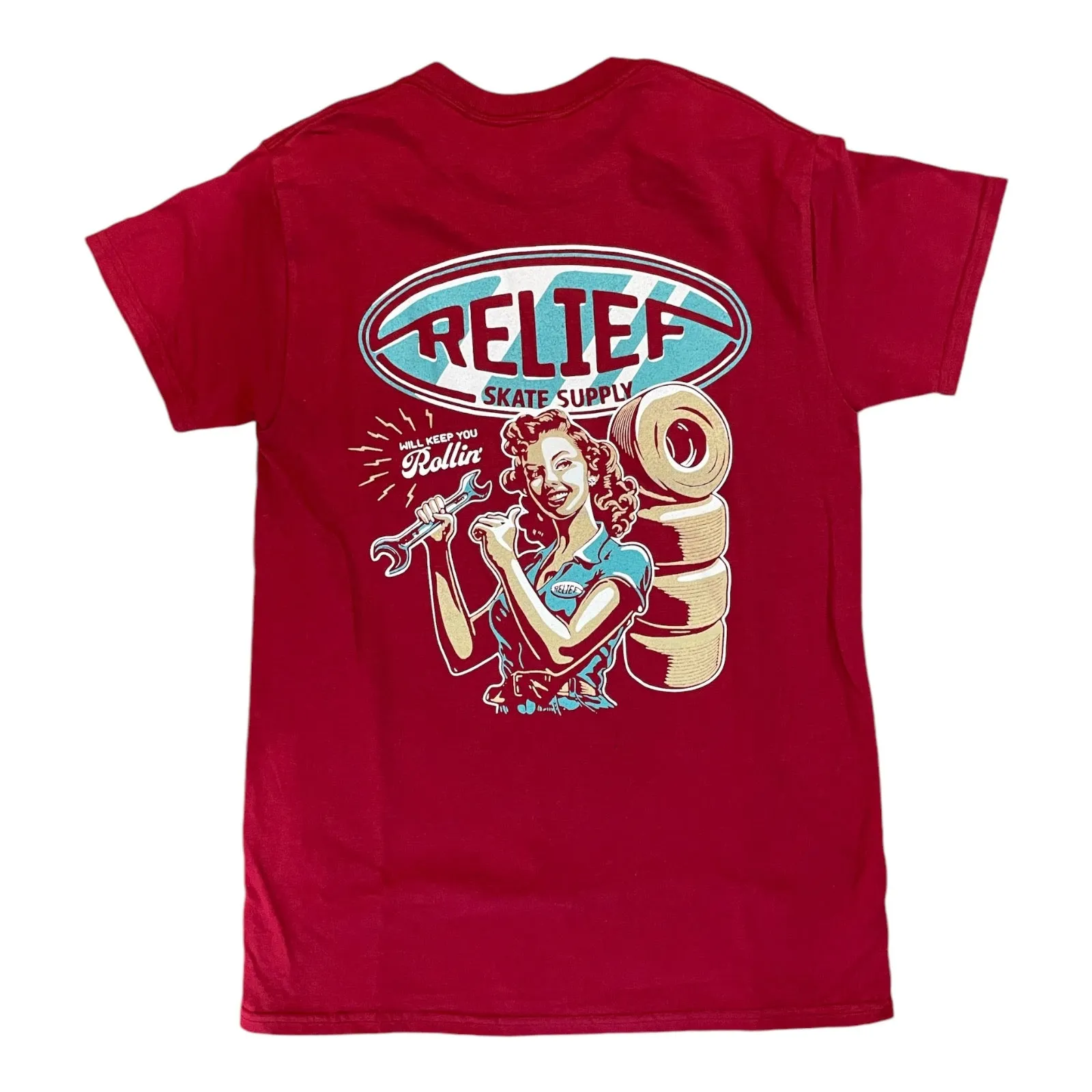 RELIEF ROLLING T SHIRT CARDINAL RED