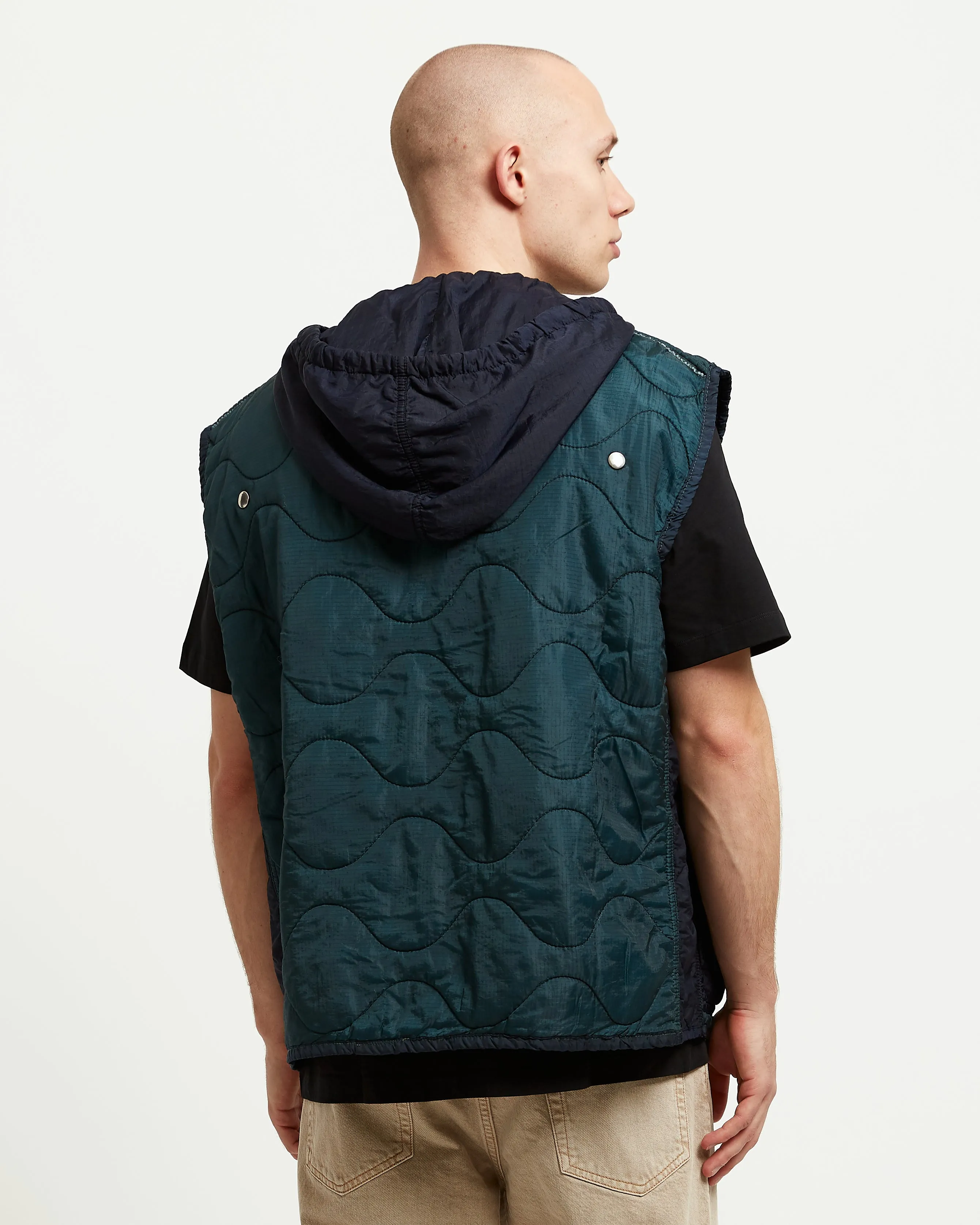 RE:WORK Hooded Gilet in Heather Jade