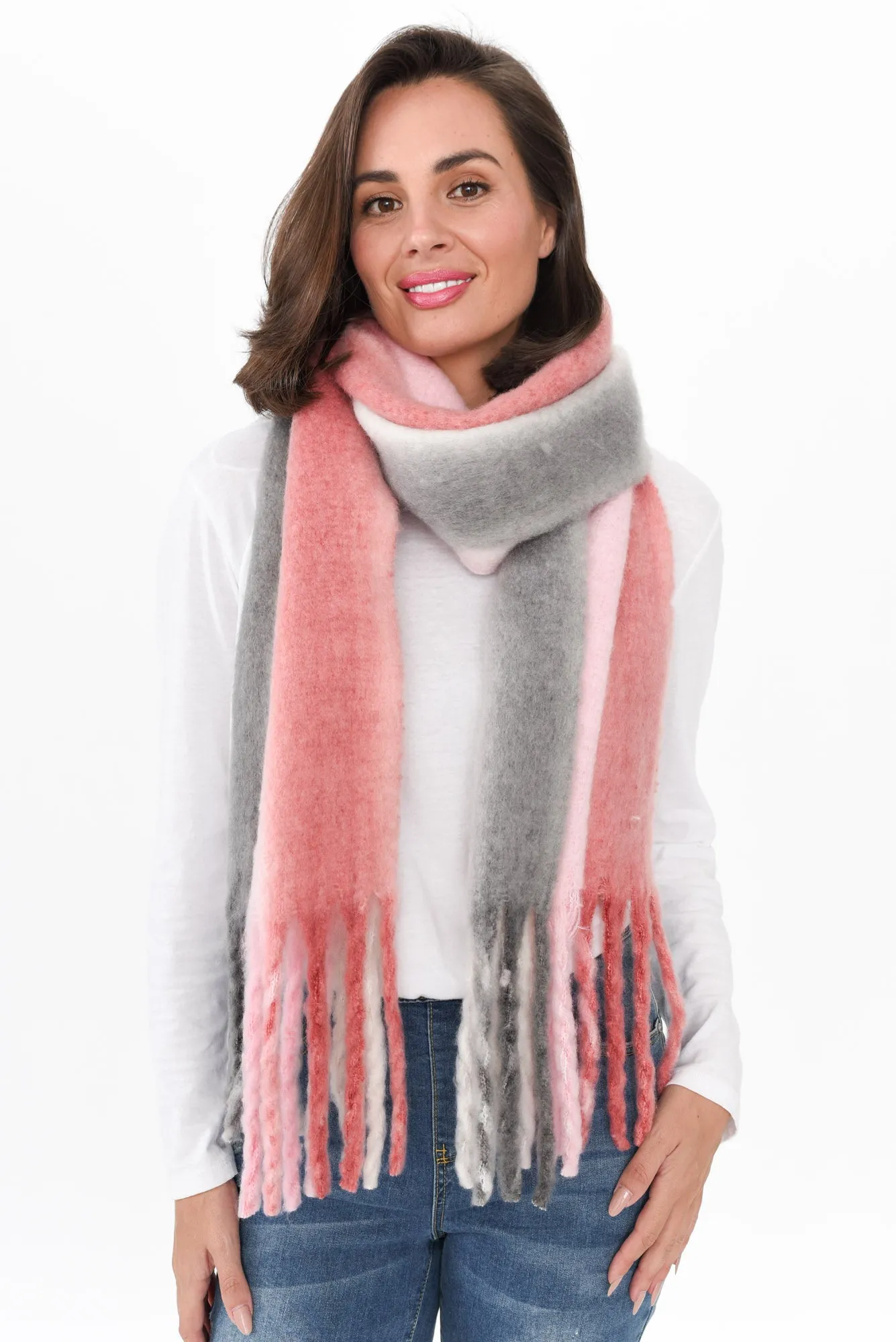 Rizzo Pink Tassel Scarf