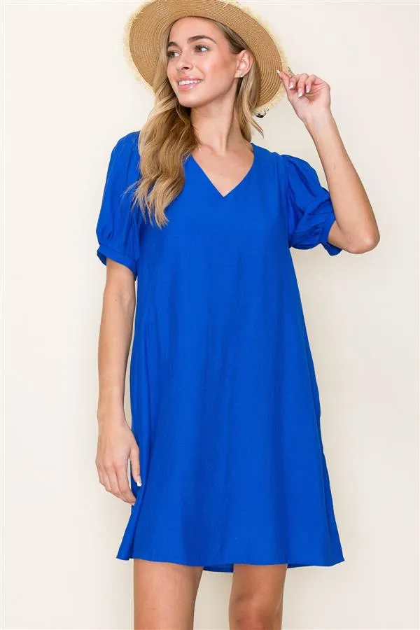 Royal Puff Sleeve Dress