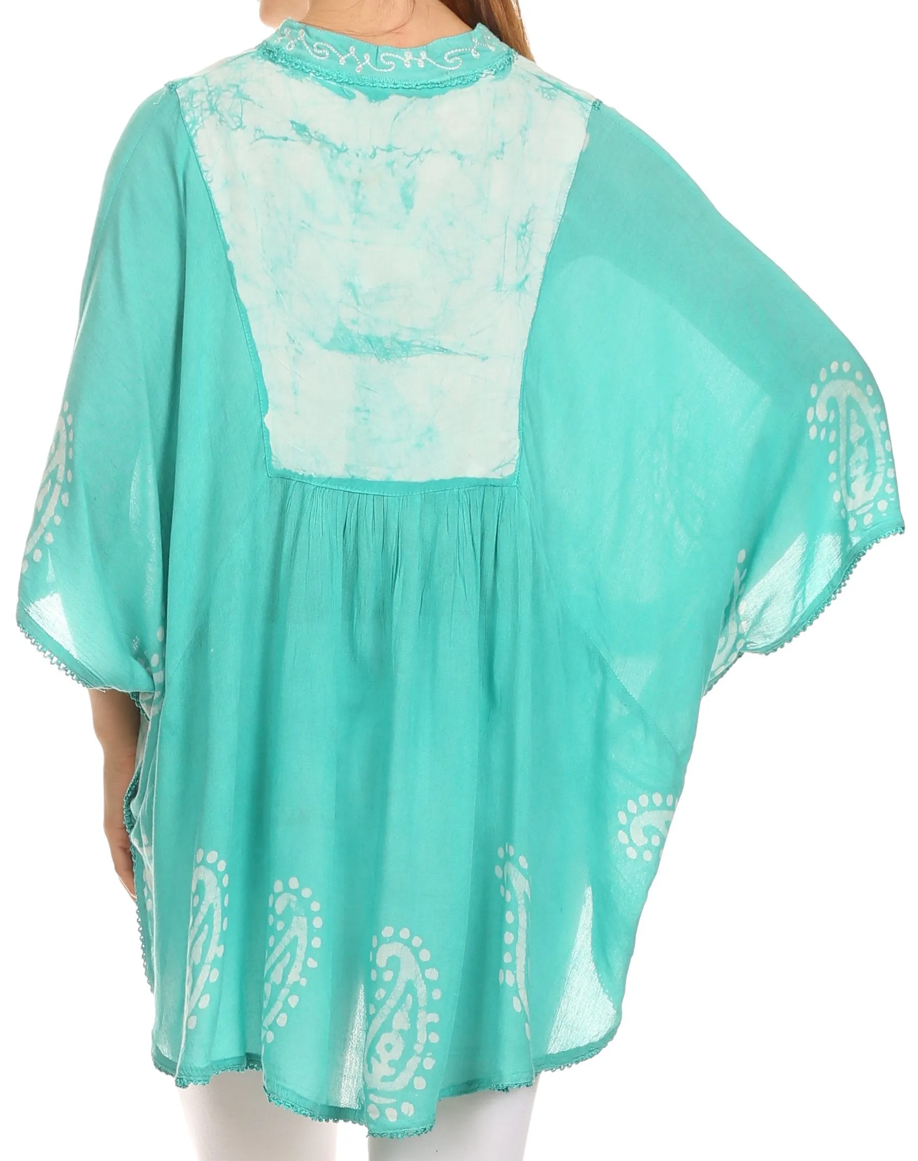 Sakkas  Amori V-Neck Embroidery Poncho Top / Cover Up