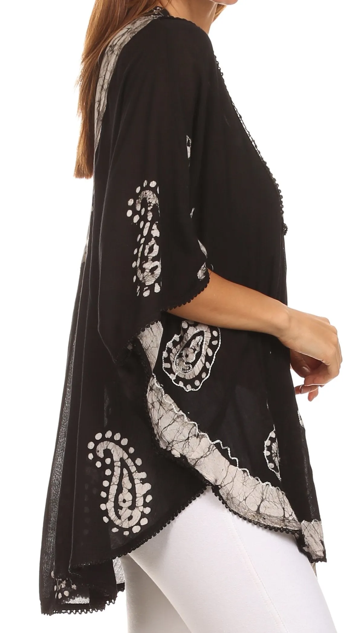 Sakkas  Amori V-Neck Embroidery Poncho Top / Cover Up