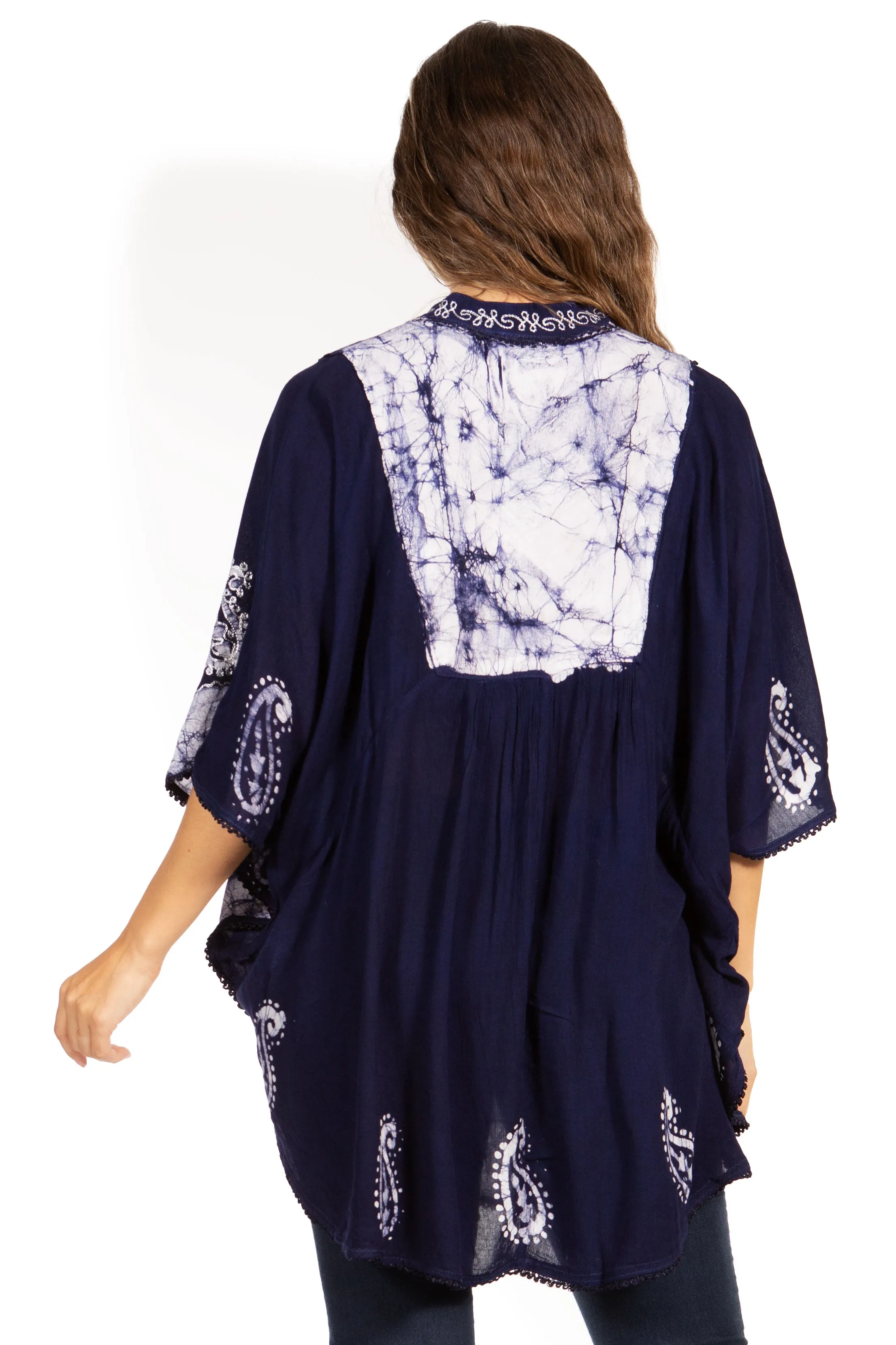 Sakkas  Amori V-Neck Embroidery Poncho Top / Cover Up