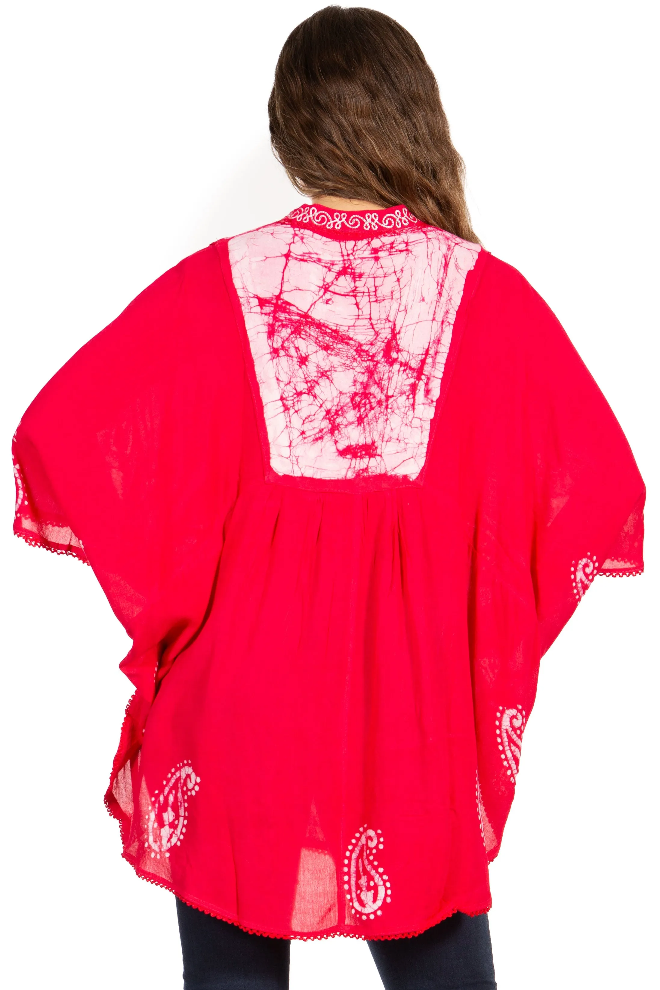 Sakkas  Amori V-Neck Embroidery Poncho Top / Cover Up