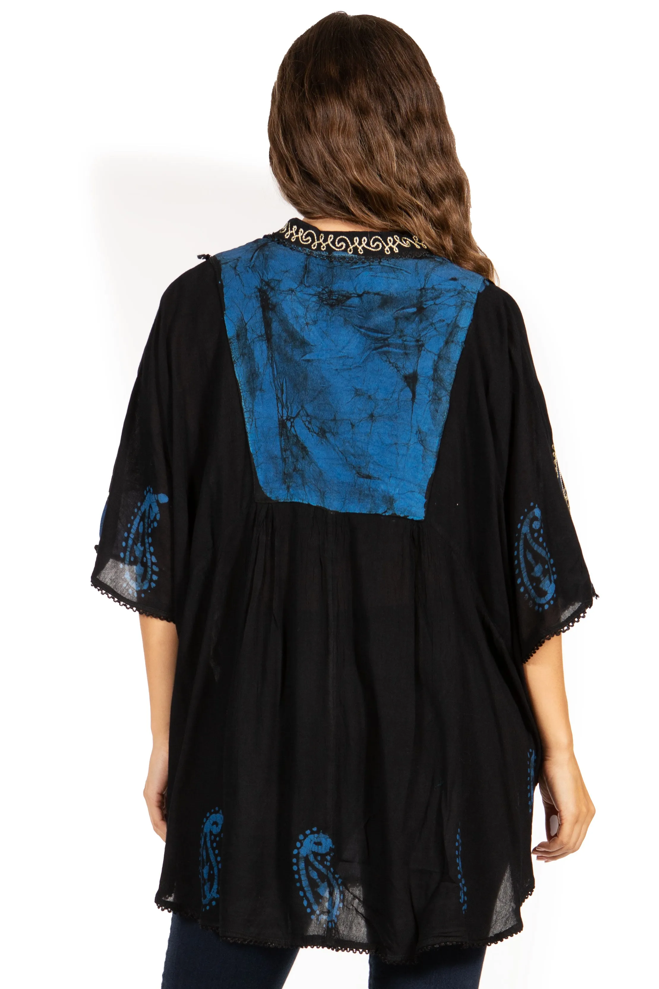 Sakkas  Amori V-Neck Embroidery Poncho Top / Cover Up