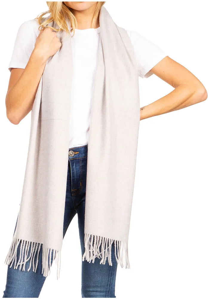 Sakkas Booker Cashmere Feel Solid Colored Unisex Winter Scarf With Fringe