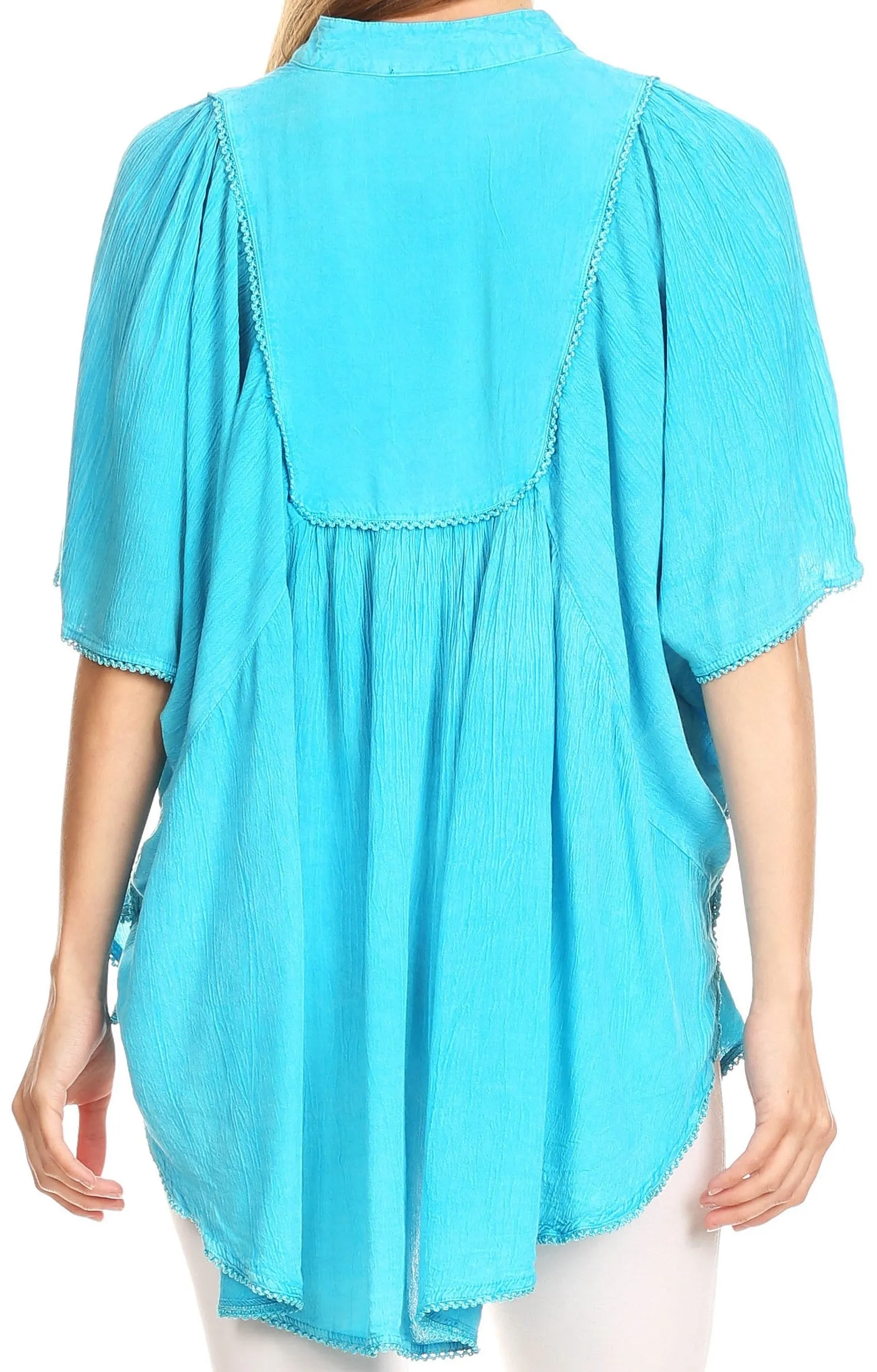 Sakkas Martina Delicate Embroidered Tie Dye Poncho Top / Cover Up