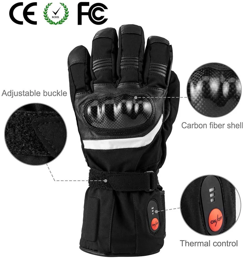 Savior Electric Heated Motorcycle Gloves | Leather Winter Heated Ski Gloves